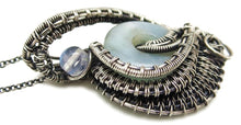 Load image into Gallery viewer, Handcrafted Amazonite Mini-Woven Donut Pendant with Rainbow Moonstone Accent - Sterling Silver Necklace