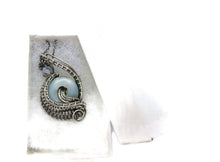 Load image into Gallery viewer, Handcrafted Amazonite Mini-Woven Donut Pendant with Rainbow Moonstone Accent - Sterling Silver Necklace