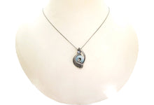 Load image into Gallery viewer, Handcrafted Amazonite Mini-Woven Donut Pendant with Rainbow Moonstone Accent - Sterling Silver Necklace