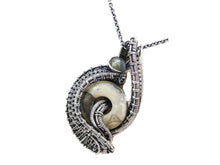 Load image into Gallery viewer, Handcrafted Agate Mini-Woven Donut Pendant with Labradorite Accent - Sterling Silver Necklace