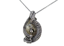 Load image into Gallery viewer, Handcrafted Agate Mini-Woven Donut Pendant with Labradorite Accent - Sterling Silver Necklace