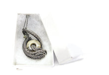 Load image into Gallery viewer, Handcrafted Agate Mini-Woven Donut Pendant with Labradorite Accent - Sterling Silver Necklace