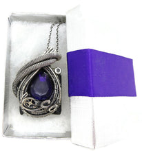 Load image into Gallery viewer, Custom Color Steampunk Resin Gem LED Pendant in Sterling Silver