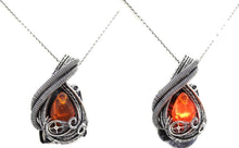 Load image into Gallery viewer, Custom Color Steampunk Resin Gem LED Pendant in Sterling Silver