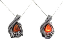 Load image into Gallery viewer, Custom Color Steampunk Resin Gem LED Pendant in Sterling Silver