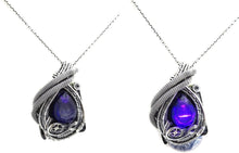 Load image into Gallery viewer, Custom Color Steampunk Resin Gem LED Pendant in Sterling Silver