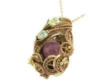 Load image into Gallery viewer, Color-Changing "Mood" Steampunk Pendant in Brass with UV-Reactive Glass