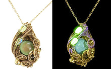 Load image into Gallery viewer, Color-Changing "Mood" Steampunk Pendant in Brass with UV-Reactive Glass