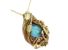 Load image into Gallery viewer, Color-Changing "Mood" Steampunk Pendant in Brass with UV-Reactive Glass