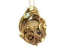 Load image into Gallery viewer, Color-Changing "Mood" Steampunk Pendant in Brass with UV-Reactive Glass