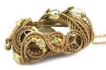 Load image into Gallery viewer, Color-Changing "Mood" Steampunk Pendant in Brass with UV-Reactive Glass