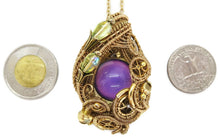 Load image into Gallery viewer, Color-Changing "Mood" Steampunk Pendant in Brass with UV-Reactive Glass
