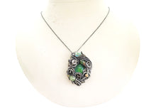 Load image into Gallery viewer, Color-Changing "Mood" Steampunk Pendant in Sterling Silver with UV-Reactive Glass