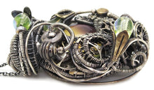 Load image into Gallery viewer, Color-Changing "Mood" Steampunk Pendant in Sterling Silver with UV-Reactive Glass