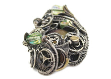 Load image into Gallery viewer, Color-Changing "Mood" Steampunk Pendant in Sterling Silver with UV-Reactive Glass