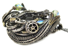 Load image into Gallery viewer, Color-Changing "Mood" Steampunk Pendant in Sterling Silver with UV-Reactive Glass