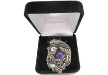 Load image into Gallery viewer, Color-Changing "Mood" Steampunk Pendant in Sterling Silver with UV-Reactive Glass