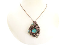 Load image into Gallery viewer, Color-Changing "Mood" Steampunk Pendant in Bronze with UV-Reactive Glass