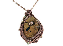 Load image into Gallery viewer, Color-Changing "Mood" Steampunk Pendant in Bronze with UV-Reactive Glass