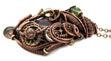 Load image into Gallery viewer, Color-Changing "Mood" Steampunk Pendant in Bronze with UV-Reactive Glass