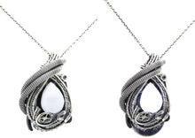 Load image into Gallery viewer, Custom Color Steampunk Resin Gem LED Pendant in Sterling Silver