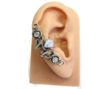 Load image into Gallery viewer, Custom Gemstone & Oxidized Sterling Silver Ear Cuff; "Coiled-Coil Teardrop" Model - Heather Jordan Jewelry
