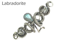 Load image into Gallery viewer, Custom Gemstone & Oxidized Sterling Silver Ear Cuff; "Coiled-Coil Teardrop" Model - Heather Jordan Jewelry