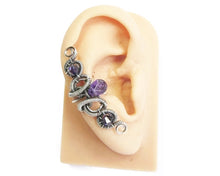 Load image into Gallery viewer, Custom Gemstone & Oxidized Sterling Silver Ear Cuff; "Coiled-Coil Teardrop" Model - Heather Jordan Jewelry