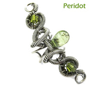 Load image into Gallery viewer, Custom Gemstone & Oxidized Sterling Silver Ear Cuff; "Coiled-Coil Teardrop" Model - Heather Jordan Jewelry