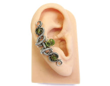 Load image into Gallery viewer, Custom Gemstone & Oxidized Sterling Silver Ear Cuff; "Coiled-Coil Teardrop" Model - Heather Jordan Jewelry