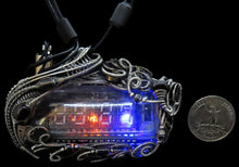 Load image into Gallery viewer, 4-Bit Binary Counter Necklace with Upcycled Electronic/Watch Parts, Steampunk/Cyberpunk Fusion