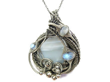 Load image into Gallery viewer, Blue Agate & Rainbow Moonstone Pendant