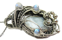 Load image into Gallery viewer, Blue Agate & Rainbow Moonstone Pendant
