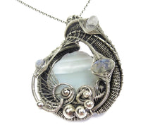 Load image into Gallery viewer, Blue Agate & Rainbow Moonstone Pendant