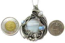 Load image into Gallery viewer, Blue Agate & Rainbow Moonstone Pendant