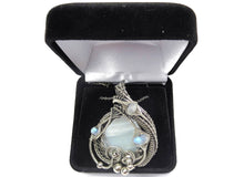 Load image into Gallery viewer, Blue Agate & Rainbow Moonstone Pendant