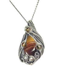 Load image into Gallery viewer, Brazilian Agate Wire-Wrapped Pendant in Sterling Silver with Citrine - Heather Jordan Jewelry