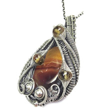 Load image into Gallery viewer, Brazilian Agate Wire-Wrapped Pendant in Sterling Silver with Citrine - Heather Jordan Jewelry