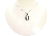 Load image into Gallery viewer, Cream Pearl Pendant with Ethiopian Opals, Wire-Wrapped in Sterling Silver