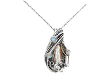 Load image into Gallery viewer, Cream Pearl Pendant with Ethiopian Opals, Wire-Wrapped in Sterling Silver