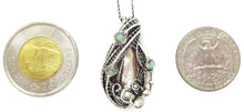 Load image into Gallery viewer, Cream Pearl Pendant with Ethiopian Opals, Wire-Wrapped in Sterling Silver