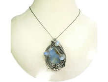 Load image into Gallery viewer, Blue Chalcedony & Rainbow Moonstone Pendant