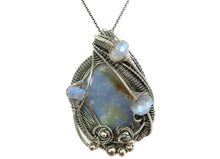 Load image into Gallery viewer, Blue Chalcedony & Rainbow Moonstone Pendant