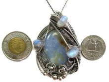 Load image into Gallery viewer, Blue Chalcedony & Rainbow Moonstone Pendant