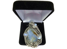 Load image into Gallery viewer, Blue Chalcedony & Rainbow Moonstone Pendant