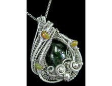 Load image into Gallery viewer, Chrome Diopside Wire-Wrapped Pendant with Ethiopian Opals