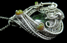Load image into Gallery viewer, Chrome Diopside Wire-Wrapped Pendant with Ethiopian Opals