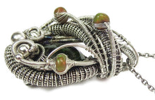 Load image into Gallery viewer, Chrome Diopside Wire-Wrapped Pendant with Ethiopian Opals