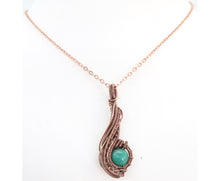 Load image into Gallery viewer, Custom Gemstone & Copper Wire-Wrapped Pendant; "Comet"