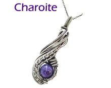 Load image into Gallery viewer, Custom Gemstone Wire-Wrapped Pendant in Sterling Silver; "Comet"